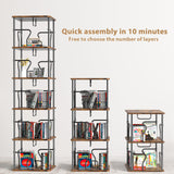VYRIVA 5 Tier Square Rotating Bookshelf Tower, Spinning Bookshelf, 360° Display Round Bookcase, Floor Standing Corner Revolving Bookshelf Organizer Storage Rack for Home Study Office, Small Spaces VYRIVA
