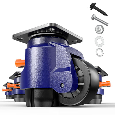 KOSTANZO Leveling Casters with Ratchet Handle Design Total Capacity 3300Lbs Heavy Duty Casters Set of 4 Workbench Casters with Adjustable Leveling Pads