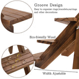 ZYP 51pcs 3-Tier Wood Earring Display Stand, Retail Jewelry Card Stand with Groove + 50 Cards Portable Ring Organizer Holder Showcase Racks for Business Home Using ZYP