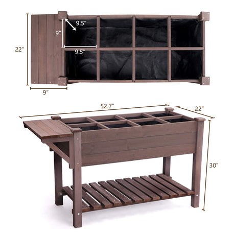 Aivituvin 52.7x22x30in Raised Garden Bed, Elevated Wood Planter Box Stand for Outdoor Gardening, Liner Included, 230lbs Capacity Aivituvin
