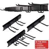 NINE FORTY Garage Tool Organizer Wall Mount - 49.5 Inches, 16" Stud Spacing, 440 LBS. Sturdy Rubber Coated Garden Tool Organizer and Storage Rack with Adjustable Hooks NINE FORTY