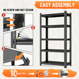 BEESTMUEBLE 5 Tiers Book Shelf, 48 Wide Bookcase,Metal Black Bookshelves, Living Room Shelves, Open Shelf Bookcase with Fences, Book Shelves for Bedroom/Office/Study, 47.2" W*23.6" D*72" H BEESTMUEBLE