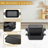 AILITOR Cast Iron Loaf Pan with Lid 9x5 Inch - Bread Baking Pans for Homemade Bread, Set of 2 AILITOR