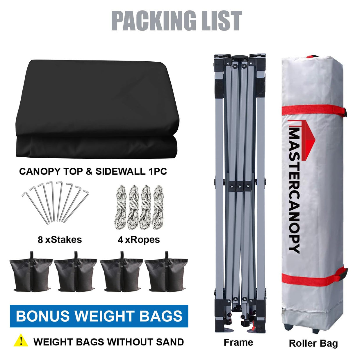 MASTERCANOPY Durable Pop-up Canopy Tent with 1 Sidewall (10'x10',Black) MASTERCANOPY