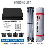 MASTERCANOPY Durable Pop-up Canopy Tent with 1 Sidewall (10'x10',Black) MASTERCANOPY