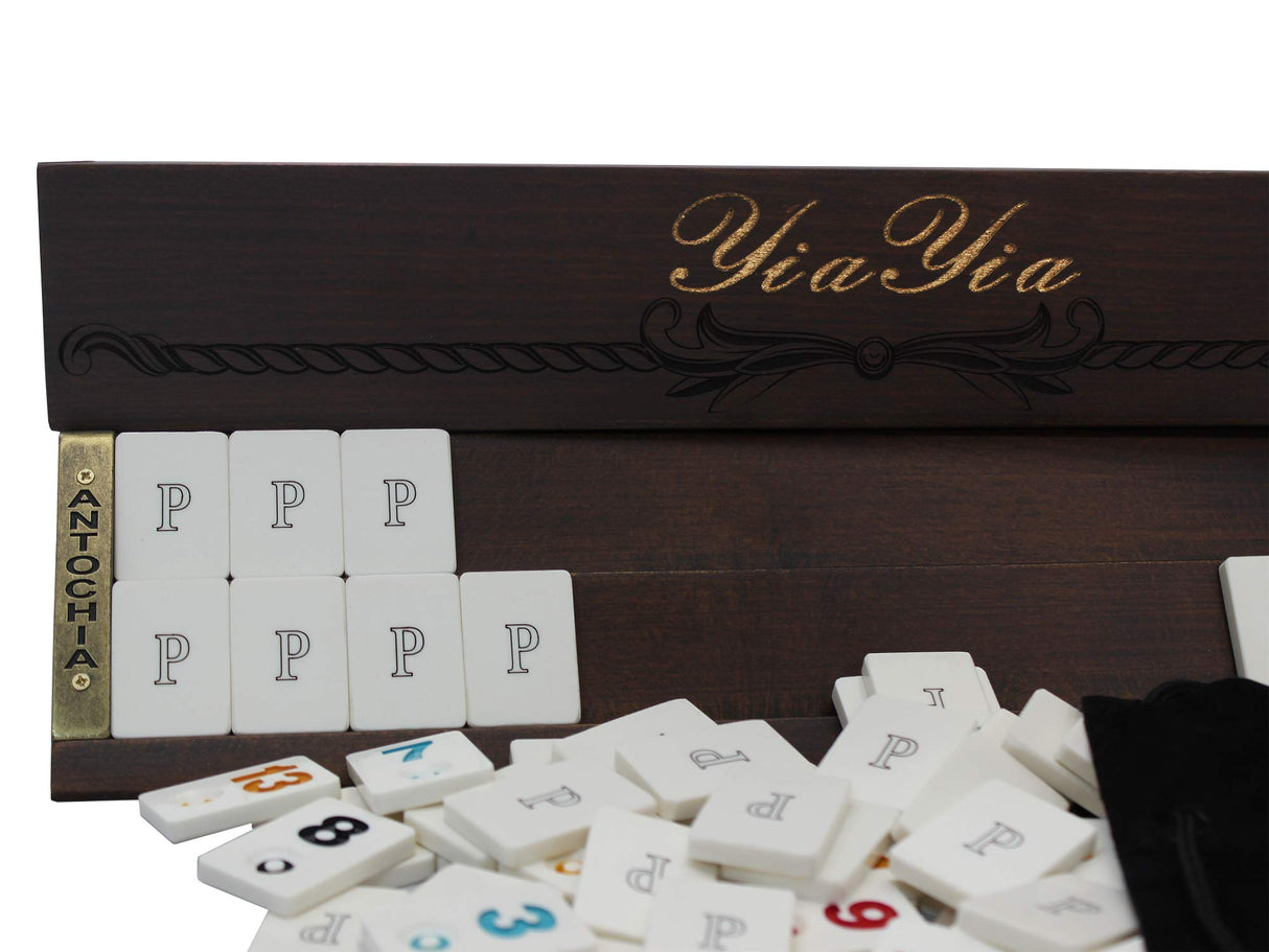 Antochia Crafts Custom Wooden Rummy Racks and Tiles - Personalized Wooden Rummy Game - Complete Set with Case Antochia Crafts
