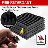 FONESO Acoustic Panels, High Density Soundproof Foam Panels for Walls, Sound Absorbing Panels, Acoustic Foam Panels Fire Resistant for Studio Recording (Black, 1"x12"x12" 12Pack) Foneso