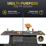 New Upgrade 7-Piece Rattan Patio Furniture Set, 76" Propane Fire Pit Table 50,000 BTU, 4 Dining & 2 Swivel Chairs Included, Cushion, CSA Certified, for Garden Backyard Outdoor Dining and Conversations Lokingrise