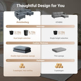 Amsleekey Modular Sectional Sofa, 111.5" U-Shaped Corduroy Comfy Sectional Couches for Living Room, 3-Seater Cloud Couches with 2 Movable Ottomans, Flexible Combination Modern Deep Seat Sofa (Grey) Amsleekey