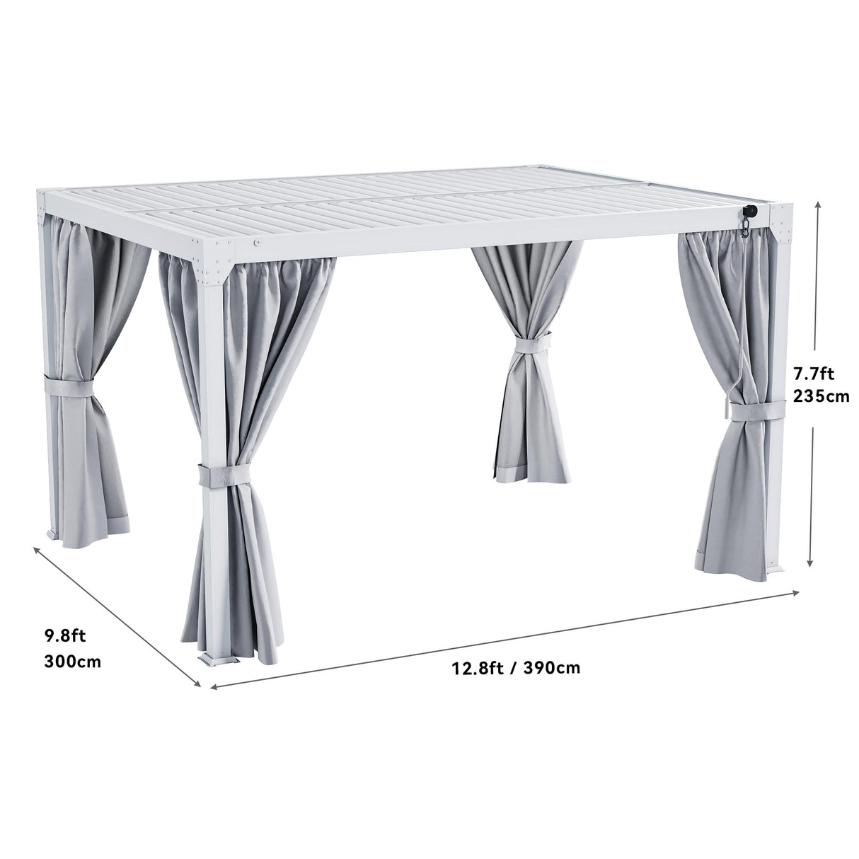 YITAHOME 10x13ft Louvered Pergola Outdoor Aluminum with Adjustable Roof Pergolas Sun Shade Shelter with Netting and Shaded Curtains for Lawns, Patio, Deck and Backyard, White YITAHOME