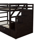 Harper & Bright Designs Twin Over Twin Bunk Beds with Trundle,Wooden Twin Size Bunk Bed Frame with Stairs, Kids Bunk Bed with Storage for Family,Teens,No Box Spring Needed,Espresso Harper & Bright Designs