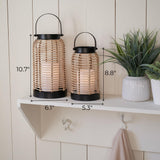 Natural Rattan Boho Lanterns - Handcrafted Decor to Enhance Every Corner of Your Home - Modern Farmhouse Beauty Perfect for Any Living Room, Indoor Coffee Table or Kitchen Dining Table KIBAGA
