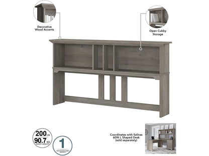 Bush Business Furniture Salinas 60W Desk Hutch in Driftwood Gray - Stylish Storage Solution for Home Office - WoodArtSupply