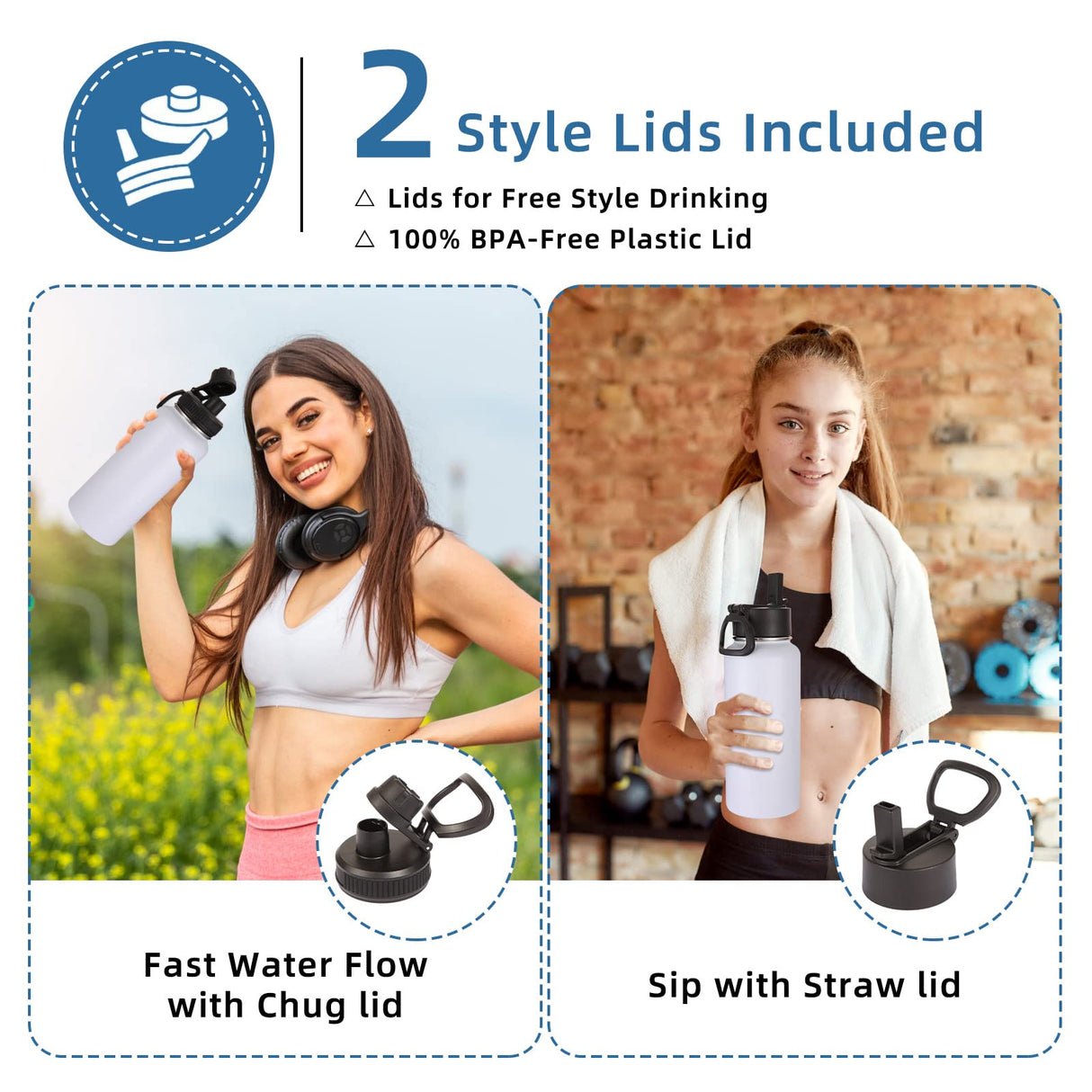 Volhoply 32oz Insulated Water Bottles Bulk 8 Pack with Straw Lid & Spout Lid,Stainless Steel Sports Water Bottle,Double Wall Vacuum Thermos,Leakproof Wide Mouth Metal Flask for Hiking,Camping(White,8) Volhoply