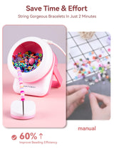 Electric Bead Spinner for Jewelry Making, Clay Bead Spinner [Forward/Reverse Rotation, Adjustable/Fast Speed] with 2 Big Eye Needles, Beading Supplies for Bracelets, Necklaces, Waist Beads-Pink heartybay