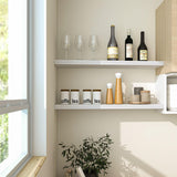 Floating Shelves 36 Inches Long - 8 Inch Deep Rustic Premium Solid Pine Wood for Storage - Farmhouse Wall Mounted for Living Room - Heavy-Duty Metal Bracket - 36" W x 8" D - Set of 2 - White Color Fun Memories