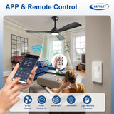 Depuley 52-Inch Ceiling Fan with Light: Black 3 Blade Outdoor Fans for Patios - Dimmable Indoor Fan with Remote APP Control Ultra Quiet DC Motor Reversible 6 Speed Timer Depuley