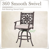 MFSTUDIO Cast Aluminum Bar Height Patio Dining Set of 7, Outdoor Table and Chairs Set with 1×54" Round Aluminum Patio Table and 6×Swivel Outdoor Bar Stool MFSTUDIO