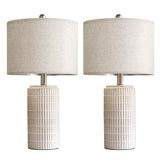 PoKat 23" Modern Ceramic Table Lamp Set of 2 for Living Room White Desk Lamps for Bedroom Farmhouse Bedside Nightstand Bedside Lamp End Table Lamps Beige PoKat