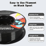 Comgrow PETG 3D Printer Filament 1.75mm, High Precision and Tough 3D Printer Filament 2kg (4.4LBS), Dimensional Accuracy +/- 0.02 mm, Fit Most 3D Printers Black+Black Comgrow