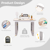 DOREROOM Kids Desk and Chair Set, Multi-Activity Children Study Table and Chair Set with Bookshelf for Home/Classrom, Height Adjustable, Graffiti Desktop, Removable Storage Rack for Toddler Ages 3-12 DOREROOM