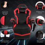 POWERSTONE Gaming Recliner Massage Gaming Chair with Footrest Ergonomic PU Leather Single Sofa with Cup Holder Headrest and Side Pouch, Adjustable Living Room Chair Seating, Red POWERSTONE