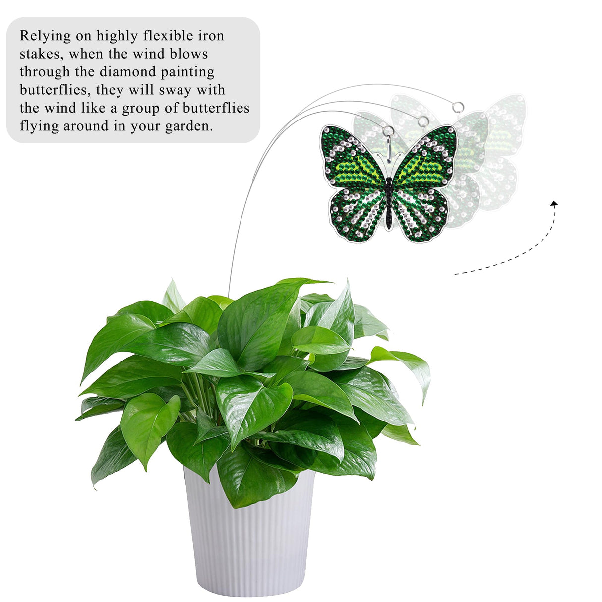 Vcekract 8 Pcs Butterfly Diamond Painting Swaying in The Wind, Diamond Art Kits for Adults, High Flexibility Iron Stakes Garden Decor, Diamond Painting Art Crafts for Beginners Vcekract