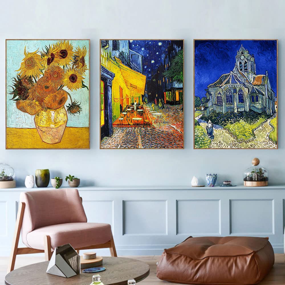 VeGuude Diamond Painting Kits for Adults, 6 Pack Van Gogh Starry Night Diamond Art Kits, 5D Full Drill DIY Crafts for Adults Home Wall Decor Sunflower Irises Café Terrace at Night [12x16in] VeGuude