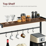 MAHANCRIS Bakers Rack with Storage, Microwave Stand with Power Outlet, Kitchen Storage Shelf with 6 Hooks, Coffee Bar Station 4 Tier, for Kitchen, Dining Room, Rustic Brown and Black BRHR351E01 MAHANCRIS