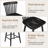 LUE BONA Upgraded Windsor Wooden Black Bar Stools Set of 4, 24 Inch Counter Height Barstools with Spindle Back/Bigger Seat for Kitchen Island LUE BONA