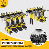 RacKeaLsi 2 Pack Drill Holder, Power Tool Organizer Wall Mount, Heavy Duty Garage Storage and Tool Organizer, Ideal Garage Organization Gifts for man, 8 Slots for Power Tools and 32 Screwdriver Rack RacKeaLsi