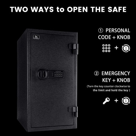 TIGERKING Fireproof Safe,3.47 Cubic Feet Home Safe Box, Large Steel Digital Safes Box with Digital Lock for Home and Office TIGERKING