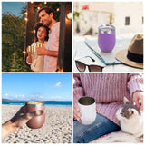 Lifecapido Sublimation Blanks Wine Tumblers 12oz, Stainless Steel Stemless Wine Tumblers, Double Wall Vacuum Insulated Wine Tumbler with Lids for Wine Coffee Champaign Juice Cocktails, White Lifecapido