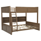 XD Designs Wood Bunk Bed Full XL Over Queen Size with Built-in Storage Cabinets and USB Ports, Versatile Bunk Bed Frame with Ladder and Guardrail for Kids Teens Adult, Maximize Space (Wood-F-Q) XD Designs