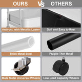 3 Tier Heavy Duty White Metal Rolling Cart with Lockable Wheels, Three Tier Roller Book Snack Cart, Utility Storage Organizer Carts for Kitchen, Bathroom, Garage, Baby Diaper, Craft, Art, Teacher Recximi