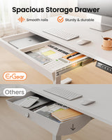 ErGear Electric Standing Desk with Drawers, 48" x 24" Height Adjustable Desk with 4 Preset, Home Office Computer Table with Splice Board, White ErGear