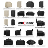 Unicook Offset Smoker Cover 60 Inch, Outdoor Heavy Duty Waterproof Charcoal Grill Cover, Fade and UV Resistant Smokestack BBQ Cover, Compatible for Brinkmann, Char-Broil, Royal Gourmet and More, Black Unicook