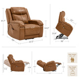 Watson & Whitely Genuine Leather Power Lift Recliner Chair for Elderly with Heat and Massage, Electric Lay Flat Lift Chairs with Power Headrest & Visual Remote Control, Dual Motor, Saddle Brown Watson & Whitely