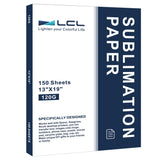 LCL Sublimation Paper Heat Transfer 150 Sheets 13 x 19 Inches Super Size Compatible with Inkjet Printer 120gsm LCL