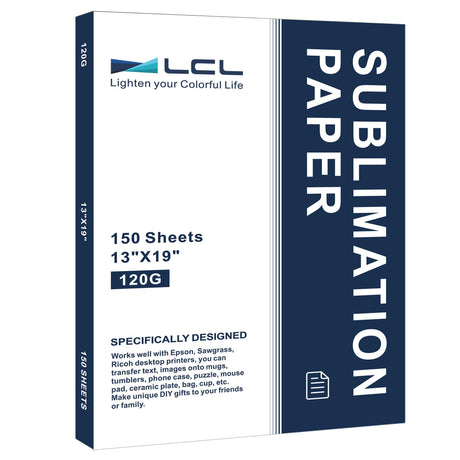 LCL Sublimation Paper Heat Transfer 150 Sheets 13 x 19 Inches Super Size Compatible with Inkjet Printer 120gsm LCL