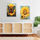 2 Pack Framed Paint by Numbers Kit for Adults - with Wooden Easel, Sunflowers Paint by Numbers Kit for Adults Framed, DIY Butterfly Paint by Numbers with Frame for Home Wall Decor 8x12 Inch askkqtx