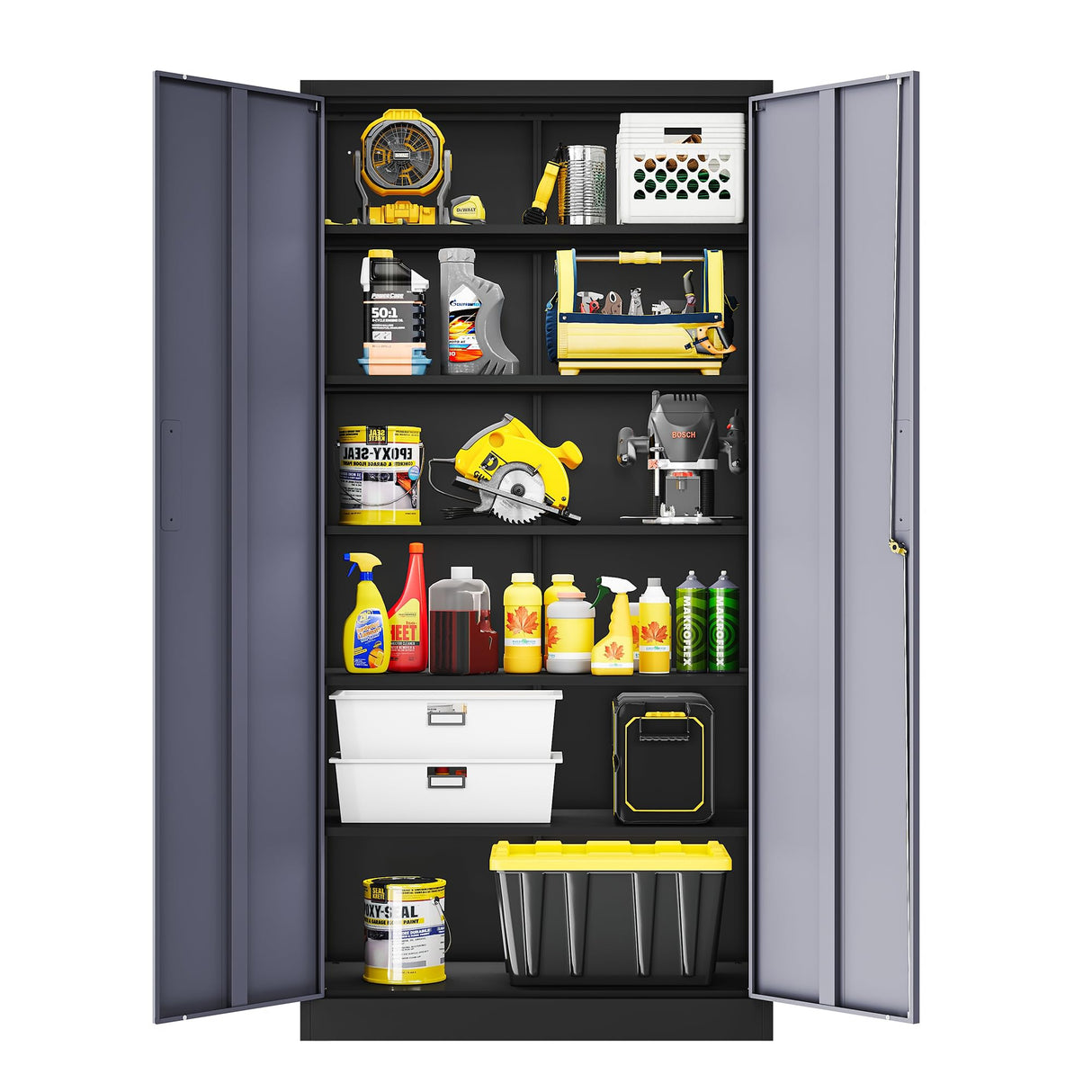 LISSIMO 72" Metal Locker Storage Cabinet,72" Tall Locking Cabinet with Doors and Adjustbale Shelves,File Cabinets for Basement,Garage,Home Office LISSIMO