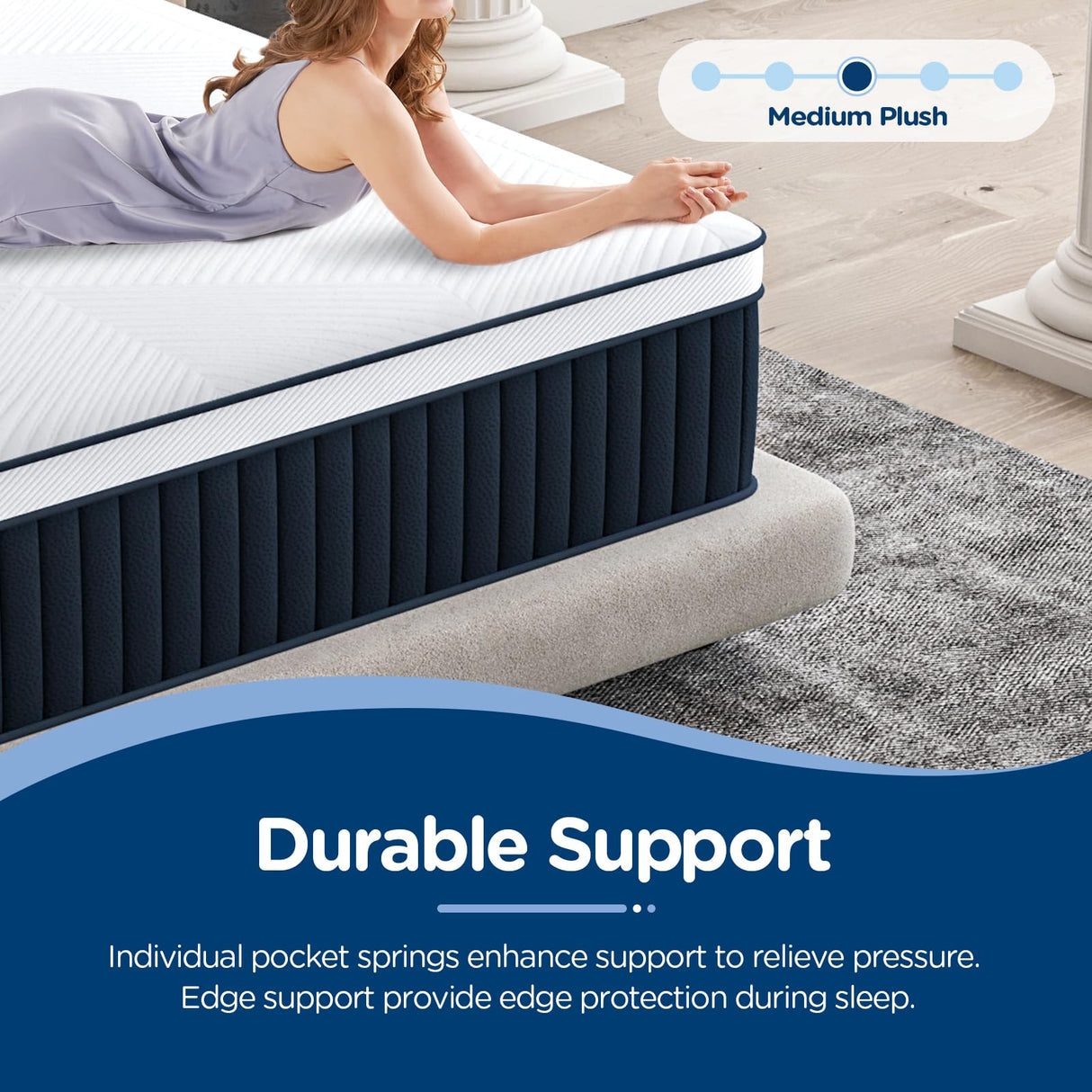 California King Mattress, DIGLANT 14Inch Medium Plush Supportive Memory Foam Hybrid Mattress, Pressure Relief 7-Zone Individual Pocket Springs Calking Mattress in a Box, CertiPUR-US Certified, 72"*84" DIGLANT