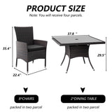 Kullavik 10-Piece Outdoor Dining Set Patio Rattan Furniture Set,Square Glass Tabletop with Umbrella Hole for Patio,Grey Kullavik