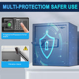 Mutak Smart Home Safe 1.5 Cub Biometric Safe Box, Quick-Access with Fingerprint Recognition Handle, Keys, Digital Keyboard, & Type-C Port, Equipped with Fireproof Bag&Alarm System, Bright LED Mutak