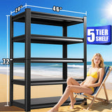 PKDYEZ 72''H/47''W Garage Shelving 5-Tier Adjustable Metal Garage Shelves Heavy Duty Unit,3000 LBS Steel Shelf Storage Rack Suitable for Industries,Warehouses,Basement,Black (72''H x 47''W x 20''D) PKDYEZ