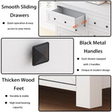 Dresser for Bedroom with 6 Drawers, Farmhouse Wood Chest of Drawers, Wide TV Stand Closet Storage Furniture with Metal Handle, Modern Clothes Organizer for Hallway, Living Room, Entryway, White Xixini