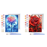 VAIIEYO 2 Pack Framed Paint by Numbers Kit for Adults Rose, Flower Canvas DIY Oil Painting Kit with Paintbrush and Acrylic Pigment, Arts Craft for Home Wall Decor(8x12 inch/20x30cm) VAIIEYO