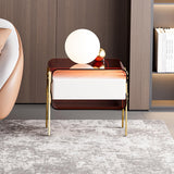 homary Modern Lighted Nightstand with Wireless Charging Station, Acrylic Shelves and Motion Sensor LED – Smart Bedside Table with Leather Drawer and Stainless Steel Legs homary
