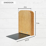 ILOT Book Ends for Office Accessories - 2 Pairs Handmade 100% Solid Wood Decorative Bookends with Metal Base - Heavy Duty Non-Skid Shelf Organizer for Books ILOT